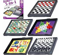 Saijer Mini Giochi da Tavolo, 5 in 1 Gioco Di Serpenti e Scale Da Viaggio Per Bambini Mini Serpenti e Scale Gioco Da Viaggio Giochi Di Serpenti e Scale Magnetiche Portatile Scacchi di Volo