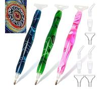 Saijer Penne Trapano Pittura Diamante,3 Pezzi Penna Pittura Diamante con 15 Testine Di Ricambio 5D Resina Penna Diamantata Fai Da Te Diamant Painting Penna per Pittura Diamante Nail Art Ricamo