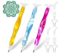 Saijer Penne Trapano Pittura Diamante,3 Pezzi Penna Pittura Diamante con 15 Testine Di Ricambio 5D Resina Penna Diamantata Fai Da Te Diamant Painting Penna per Pittura Diamante Nail Art Ricamo