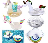 Saijer Portabicchieri Gonfiabili,Unicorno Portabibite Gonfiabile Set Porta Bevande Gonfiabili per Piscina Gonfiabili Piscina Vassoio Galleggiante Accessori Galleggianti per Feste Piscina Spiaggia 5Pcs