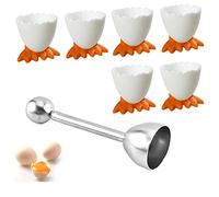 saijer Set di portauova e topper per uova 6 tazze per portauova, supporto per uova sode e morbide