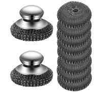 Saijer Spazzola per Piatti，2 Pezzi Spazzole in Acciaio Inox con Maniglia 8 Pezzi Lana Metallica Grande Spugne Piatti Pennello Cucina Utilizzato per la Pulizia di Utensili e Altri Articoli