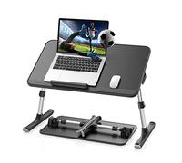 SAIJI Lapdesk - Tavolino da letto, in pelle, altezza e inclinazione, pieghevole, anti-caduta fino a 17 pollici, per letto, divano, tavola (nero, 52 x 30 cm)