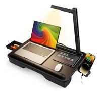 SAIJI Scrivania con luce LED, vassoio portatile per laptop con cuscino, adatta per laptop e MacBook fino a 17", supporto per letto e divano, scrivania per scrivere e leggere