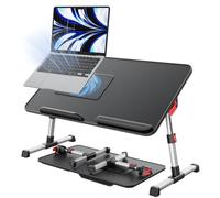 SAIJI - Scrivania per computer portatile con ventola di raffreddamento, supporto regolabile in altezza e angolazione per letto, scrivania per laptop, tavolo per laptop, leggero, pieghevole, portatile,