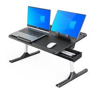 SAIJI Scrivania per letto, tavolo pieghevole XL per laptop con supporto per libri, poggiapolsi, spazio extra per gambe per divano, pavimento (nero)