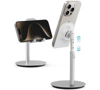 SAIJI - Supporto per cellulare, supporto per tablet, in alluminio, regolabile in altezza, compatibile con iPhone, Samsung cellulare, tablet, iPad, Kindle, schermo fino a 10 pollici (argento)