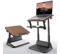 SAIJI Supporto per computer portatile da scrivania, stabile supporto per laptop con tappetino per mouse pieghevole, scrivania in piedi con 4 altezze regolabili fino a 52 cm, supporto per MacBook per