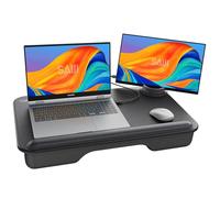 SAIJI Supporto per Laptop con Cuscino, con supporto per telefono, poggiapolsi, scrivania in pelle, per notebook da 17 '', telefono da 6,7'', tablet da 12,9'', 54 * 33cm