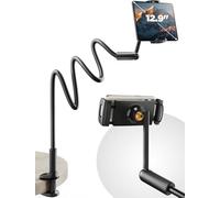 SAIJI Supporto per tablet da 120 cm, con collo di cigno, regolabile, con una sola mano, per la lettura a letto, compatibile con iPad iPhone, Fire, tutti i dispositivi da 4,7 a 12,7"