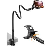 SAIJI Supporto Telefono a collo oca, Braccio Flessibile da 95 cm, Pelle PU, Stabile e Durevole, Rotazione regolabile a 360° per iPhone 13 Pro Max, 12 Mini, 12 Pro Max, HUAWEI, Samsung Nero