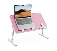 SAIJI, tavolino da letto, 5 regolabili in altezza, supporto per laptop, pieghevole, per divano, pavimento, studio, lettura, mangiare, adatto per laptop fino a 17" (52 x 30 cm rosa)