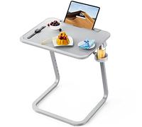 SAIJI Tavolino Laterale da Divano, Tavolo da Caffè, Gambe a U più stabili, angolo regolabile in altezza, slot per tablet, portabicchieri, 55 * 39 cm