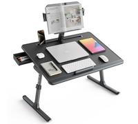 SAIJI Tavolo per laptop [Premium XXL extra grande] con ripiano regolabile in altezza, versatile e versatile, tavolo per laptop pieghevole per letto con cassetto (nero)