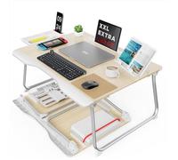 SAIJI Tavolo, vassoio per computer portatile, grande scrivania, con leggio, cassetto, supporto per telefono, poggiapolsi pieghevole, vassoio per computer portatile, per imparare, woking, mangiare,