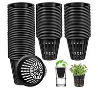SAIJIAN 60 Pezzi Vasi Idroponica 5.5cm Cesto Idroponico Giardino Coltiva Tazza Bacinella in Rete di Plastica Nera per Piante Idroponiche e Coltivazione Fuori Suolo
