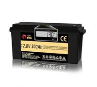 SaiJiaoYang Batteria LiFePO4 12V 300Ah con 200A BMS 5000+ Batteria al Litio LCD di Classe A per Fuori-Griglia, Camper, Sistema Solare, Barca, Rimorchio da Turismo
