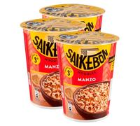 Saikebon Noodles Gusto Manzo Nudolini Istantanei Orientali alla Farina di Frumento Pronti in 3 Minuti - 3 Confezioni da 60g