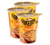 Saikebon Noodles Gusto Pollo Nudolini Istantanei Orientali alla Farina di Frumento Pronti in 3 Minuti - 3 Confezioni da 60g