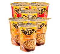 Saikebon Noodles Nudolini Istantanei Orientali Pronti in 3 Minuti alla Farina di Frumento 3 Confezioni Gusto Manzo da 60g + 3 Confezioni al Gusto Pollo da 60g