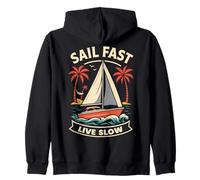 Sail Fast Live Slow Captain Boat Detto nautico Felpa con Cappuccio
