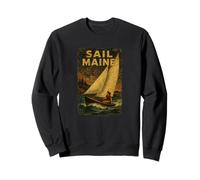 Sail Maine Camicia Vintage Girl Boat Ocean Adventure Windy Felpa