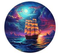 Sailboat 1000 Piece Round Jigsaw Puzzle for Adults Kids 14+ Natural Scenery Jigsaw Pretty Difficult Hard Challenging 1000pcs (67.5x67.5cm)