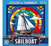 Sailboat Landscapes Stained Glass Color by Number: 30 Serene Designs for a Peaceful Coloring Experience