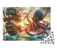 Sailboat Puzzle 1000 Pezzi per Uomini | Puzzle Impossibile Nave Attaccata da Polpo Gigante Gioco Educativo e Decorazione per la Casa 38x26cm/1000pz
