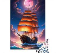 Sailboat Under Pink Moon Puzzle Giochi 1000 Pezzi Per Gioco Familiare Arte Interesting Puzzle Adulti Foto 52x38cm/1000pcs