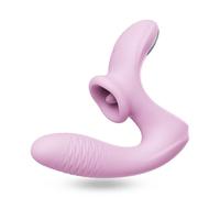 SaiLiN Vibratore per Don Massa con Combi zione Suzione e Lingua con Estensione Regolabile per Rilassamento e Benessere Vida Intima - Dispositivo di Massa io ltifunzione per