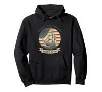 Sailing into Freedom Since 1776 - Bandiera patriottica vintage degli Stati Uniti Felpa con Cappuccio