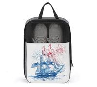 Sailing Ship con la bandiera americana borsa per scarpe da viaggio uso quotidiano Anti-polvere Storage Carrier Golf Shoe Pouch