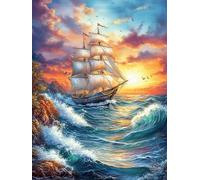 Sailing Ship in Magical Ocean Rompicapo 1000 Pezzi Per Regalo Di Battesimo Cartone Spesso Per Bambini Accompany Fairy Tale Cute Tema Baby Per Attività Educativa Con Confezione Regalo Da Passatempo 100