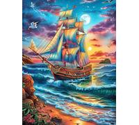 Sailing Ship in Magical Ocean Rompicapo 500 Pezzi Per Regalo Di Battesimo Cartone Spesso Per Bambini Fairy Tale Cute Animal Tema Baby Per Attività Educativa Con Confezione Regalo Da Passatempo 500 PC