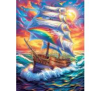 Sailing Ship on The Ocean at Sunset Puzzle 500 Pezzi Rompicapo Creativo Artistico Wildlife Pet Stimolo Della Creatività Attività Per Il Tempo Libero Regalo Per Persone Creative 500 PCS