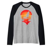 Sailing Yachting Sunset Barca Vela Veliero Vela Marinai Maglia con Maniche Raglan