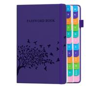Sailingvan Libro delle password con linguette alfabetiche, di piccole | Libro per password con copertina rigida, in pelle PU, per anziani, indirizzo Internet, albero della vita in rilievo, viola