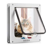 Sailnovo Gattaiola per Cani e Gatti, Taglia S, Chiusura Magnetica a 4 Vie, per Animali Domestici di Piccola Taglia, Porta per Animali, Colore Bianco
