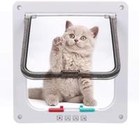 Sailnovo Sportello magnetico a 4 vie per cani e gatti, 19 x 20 x 5,5 cm, facile da installare con telaio telescopico con telaio magnetico resistente a quiet magnetico, M bianco