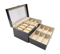 SailorMoon Scatola per occhiali, organizer per orologi, con occhiali, per cassetti e custodia in pelle PU, per occhiali da sole, anelli da sole, 33,5 x 19 x 15,5 cm, colore nero