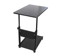 SailorMoon Tavolo a rotelle regolabile in altezza, nero a forma di C con 4 ruote universali con freni e 2 livelli, spazio di archiviazione 55-80 cm, altezza regolabile, tavolino mobile per divano