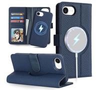SailorTech Custodia per iPhone 16e in vera pelle con scomparti per carte, Telefono Custodia portafoglio 2 in 1 staccabile, Custodia a libro per iPhone 16e - Blu Reale