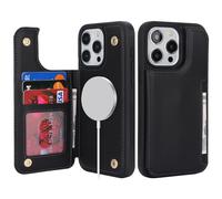 SailorTech per iPhone 13 Pro max Custodia per telefono con porta carte di credito, iPhone 13 Pro max Custodia con slot per carte di credito mag safe Portafoglio Zipper per uomo - Nero