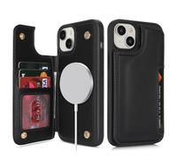 SailorTech per iPhone 14 Plus Custodia per telefono con porta carte di credito, iPhone 14 Plus Custodia con slot per carte di credito mag safe Portafoglio Zipper per uomo - Nero