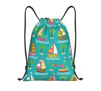 Sails Green Sea Borsa con Coulisse Pieghevole Borsa Palestra Regolabile Zaino per All'Aperto Spiaggia Vacanze 36X42Cm