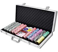 SAILUN Argento Professionale Set Di Carte Con Caso In Alluminio - 500x Chips Laser, 2X Mazzi, 5X Dadi, 2X Tasti, 3X Pulsante Rivenditore
