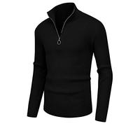 Sailwind Maglione Uomo 1/4 Zip Tops Inverno Caldo Maglia Polo Collo Manica Lunga Morbido Accogliente Quartiere Zip Maglieria Pullover per Gli Uomo (Nero, M)
