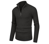 Sailwind Maglioni da Uomo 1/4 Zip Jumper Manica Lunga Tops Polo Collo Maglioni per Gli Uomo Inverno Caldo Quarto Zip Maglieria Morbida Accogliente Mezza Zip Pullover (Grigio Scuro, 2XL)