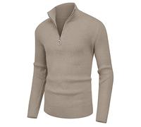 Sailwind Uomo Ponticelli 1/4 Zip Tops Inverno Caldo Maglia Polo Collo Manica Lunga Morbido Accogliente Quartiere Zip Maglieria Pullover per Gli Uomo (Cachi, S)